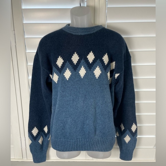 St Johns Bay sweater blue Argyle Men’s Size L Pullover Knit Soft Vintage Classic - Picture 1 of 16
